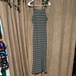 Say What? Green and White Striped Midi Dress